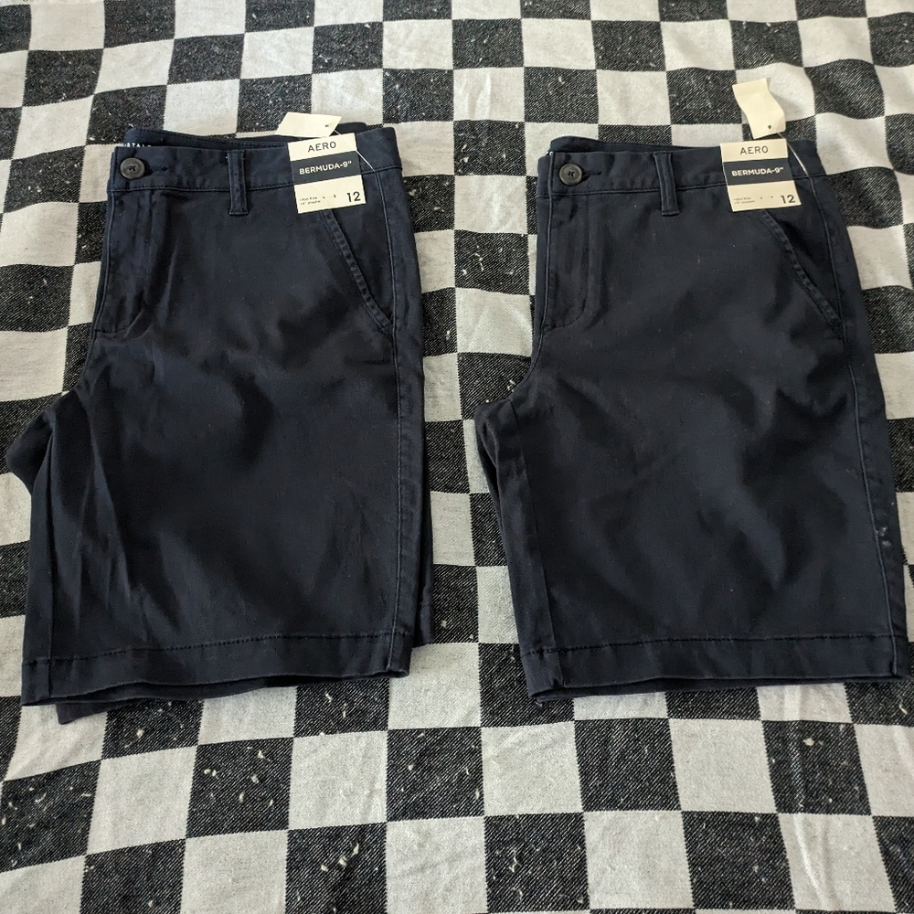 Aero Bermuda Size 12 Girls Blue Uniform Shorts Pack of 2